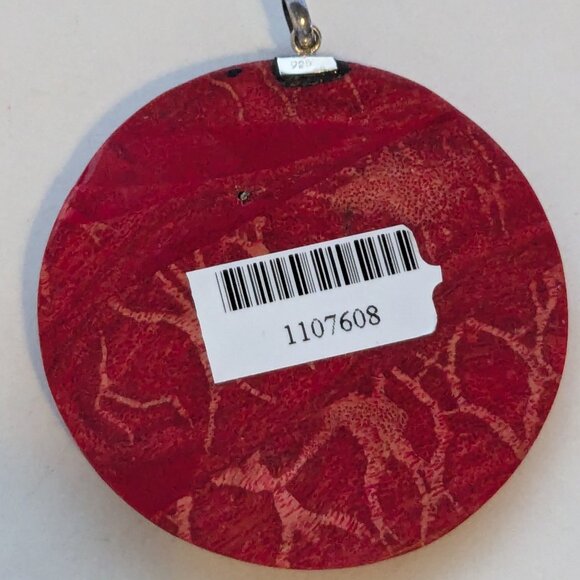 CREATURE COUTURE 925 Sterling Silver Dolphin Pendant with Enhanced Coral - Picture 3 of 4